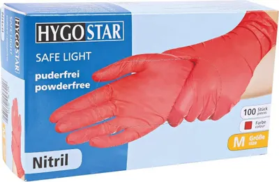 Produktbild von Hygostar "Safe Light" Nitril-Handschuhe Rot | 100 Stück : L Größe: L