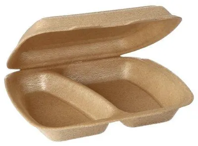 Produktbild von Menüboxen mit Klappdeckel, XPP 2-geteilt 7 cm x 20,5 cm x 24 cm beige