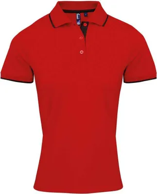 Produktbild von Premier - "Coolchecker" Poloshirt für Damen PC5459 (S) (Rot/Schwarz)