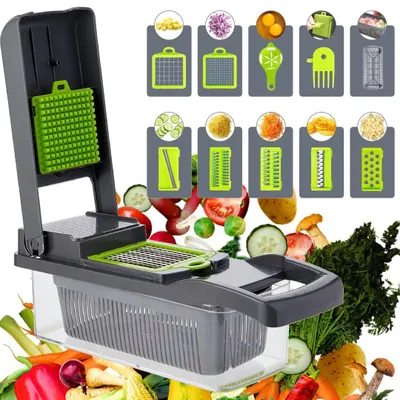 Image de Mandoline Multifonction Râpe Légumes Fruits Set 12 en 1
