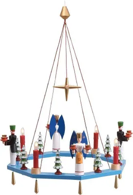 Produktbild von Lichterkranz  Adventskranz mit Engel und Bergmann blau BxT = 38x38cm NEU