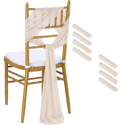 8 Stuhlhussen aus Tüll, 26x240 cm, Champagner Gold, für Feste