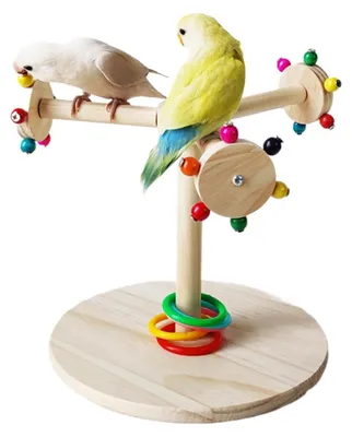 Image de Support en bois pour perchoir d'oiseaux, idéal pour les perroquets