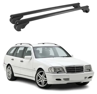 Image de Barres de toit Transversales pour Mercedes Classe C S202 1993-2000 Noir 2Pcs, Image générée par une IA