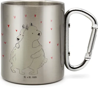 Produktbild von Mr. & Mrs. Panda Thermobecher Eisbär Umarmen - Transparent - Geschenk, Teebecher, Lustige Sprüche, Isolierbecher Edelstahl, Teetasse, Trinkbecher, Reisebecher