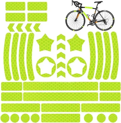 Productafbeelding van 42 stuks fietsstickerset, reflecterende stickers voor fiets met verschillende vormen, lichtgevende stickers voor fiets, motorfiets