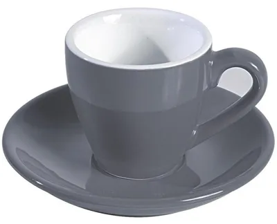Productafbeelding van Espressokop met schotel, 80 ml, grijs, porselein, breekvrij, vaatwasmachinebestendig