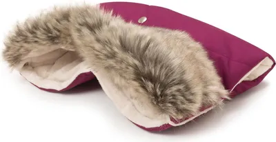 Produktbild von Burgundy Winter Handwärmer für Kinderwagen (Kinderwagenmuff) mit Fell