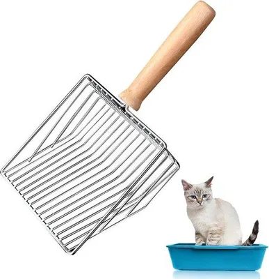 Produktbild von Famanu Katzenschaufel aus Metall - mit praktischem Handgriff, silber