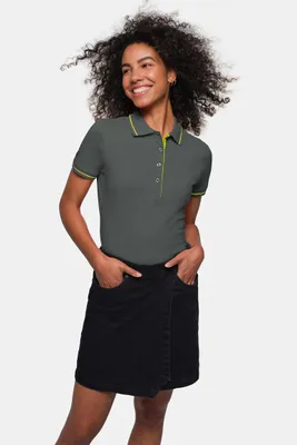 Zdjęcie produktu dla WOMEN-CASUAL POLO - antracyt/kiwi - rozmiar M