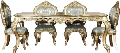 Produktbild von Goldene Stühle Esszimmer Stuhlgruppe Stuhl Set Garnitur 4x Polster Polster