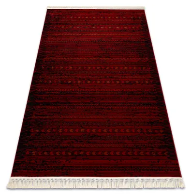 Image de Tapis ORIENT 5820 bordeaux / noir Oriental, rayures à franges rouge 150x230 cm