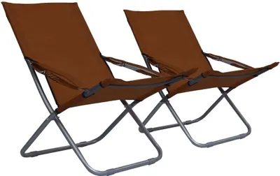 Image de Chaises pliables de plage lot de 2 Tissu Marron