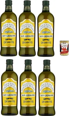 Produktbild von Desantis Olio Extra Vergine di Oliva San Giovanni, extra nativ Öl, Olivenöl 6x1 Lt + Italian Gourmet Polpa 400g
