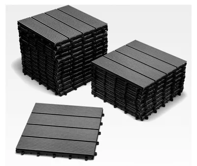 Produktbild von WPC Klickfliese für 2 m², Bodenbelag mit Drainage, Anthrazit, 30 x 30 cm, 22er Set