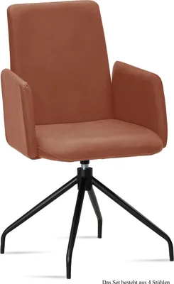 Produktbild von Armlehnstuhl drehbar (4er-Set) Djanna 52x92x60 Schwarz/Cognac