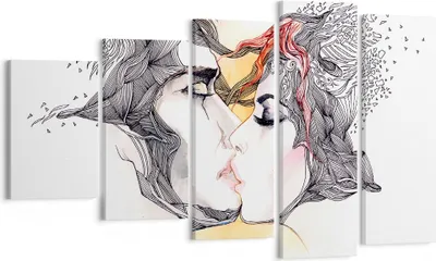 Produktbild von Bild auf Leinwand - Leinwandbild - Paar Küssen Abstraktion - 100x60cm - Wand Bild - Wanddeko - Leinwanddruck - Bilder - Kunstdruck - Wanddekoration - Leinwand bilder - Wandkunst - EG100x60-3005