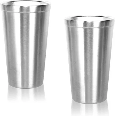 Produktbild von Famanu Isolierte Edelstahlbecher Set (2 Stück) - Stapelbar, 480 ml, Silber