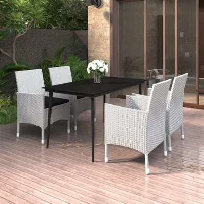 Obrázok produktu pre Maison Exclusive – 5-dielna záhradná jedálenská súprava s vankúšmi z polyrotangu a skla