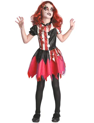 Obrázek produktu pro Zombie Harlekýn dívčí kostým Halloween černo-bílo-červený M 7-9 let (120-130 cm)