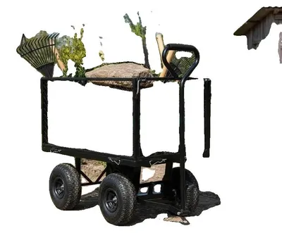 Produktbild von Gartenwagen, hohe Tragfähigkeit, robuster Stahlrahmen, Schwarz