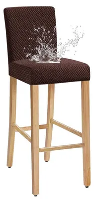 Productafbeelding van Barke stoelhoes, elastisch, afneembaar, wasbaar, voor barkrukken met korte rugleuning, bruin, set van 6