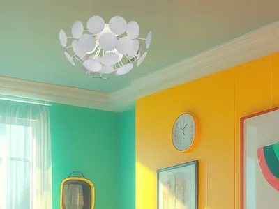 Produktbild von Edle Deckenleuchte Lampenschirm Weiß matt / Silber Ø 54cm E14 - Wohnzimmerlampen