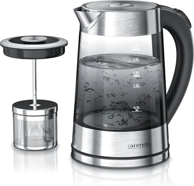 Produktbild von Glas Wasserkocher mit Temperatureinstellung & Teesieb – Rauchglas Design –1,7 L 40–100 °C – Edelstahl–BPA-frei – Warmhaltefunktion – Cool-Touch-Griff