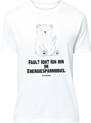 Produktbild von Mr. & Mrs. Panda Größe L T-Shirt Eisbär Faul - Weiß - Geschenk, mit Spruch, Tshirt, Homeoffice, Bär, Büro, Teddy, Arbeit, Shirt, Nordpol