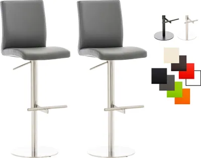 Produktbild von CLP 2er Set Barhocker Cadiz Kunstlederbezug drehbar und höhenverstellbar bis 240 kg grau Gestell Farbe edelstahl