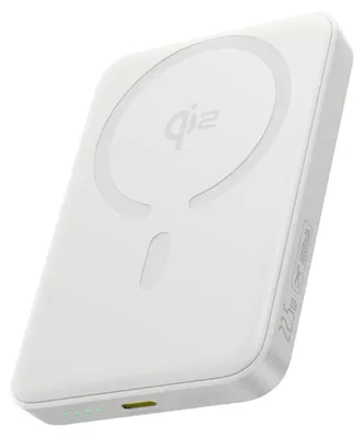 Produktbild von Powerbank Baseus EnerFill FM12 Qi2, 10000 mAh, 22,5 W, kompatibel mit MagSafe, mit weißem Kabel. Baseus Simple USB-C Kabel, 20 V/3 A, 0,30 m - weiß