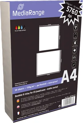 Produktbild von 250 (5x 50) MediaRange CD Jewelcases Einleger Booklet & Inlay