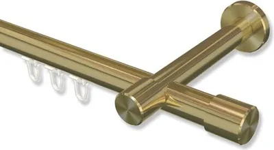Produktbild von Interdeco Innenlaufstange, Gardinenstange mit Innenlauf Messing-Optik Modell Prestige Santo, 20 mm Ø 1-läufig, 100 cm