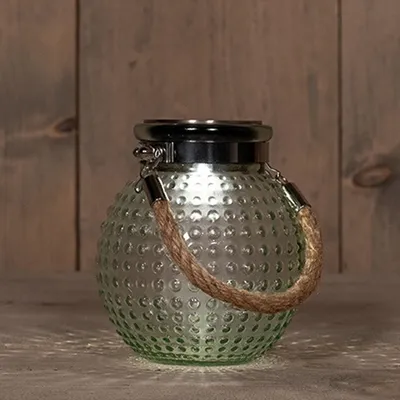 Image de Coen Bakker lampe solaire verre vert avec anse largeur 12.5cm hauteur 10.5cm