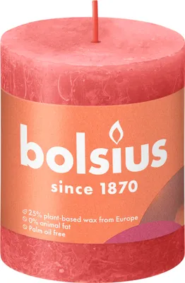 Produktbild von Bolsius Rustik Stumpenkerze rosa blüte, Höhe: 8 cm, Ø 6,8 cm