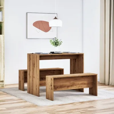 Produktbild von "2026 Aktion"3-tlg. Esstisch und Bank Set Artisan-Eiche Holzwerkstoff - Esszimmer NeuMöbel4096571