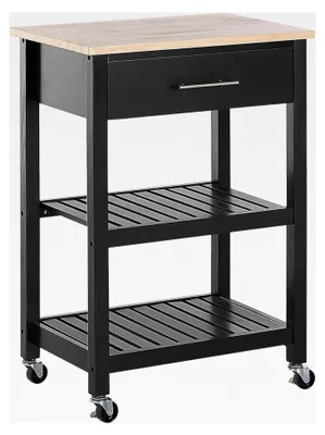 Produktbild von Servierwagen schwarz mit 2 Fächern und 1 Schublade