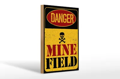 Produktbild von Holzschild Achtung Danger Mine Field Minenfeld 20x30cm