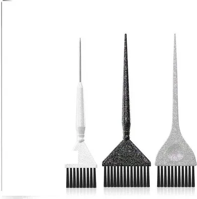 Produktbild von Famanu Set von 3 Glitzer-Haarfärbepinseln für Strähnchen und Aufhellung – Schwarz