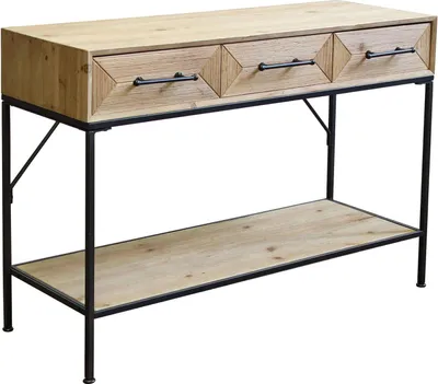 Immagine prodotto di Milani Home - consolle da ingresso 111 x 40 x 76 cm, legno e acciaio, legno naturale e antracite