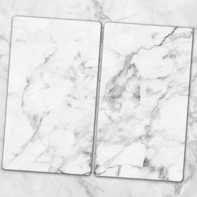 Produktbild von Glas-Herdabdeckplatten Glaskeramikkochfeld-Abdeckung Spritzschutz Glas 2x30x52 cm - Weisser Marmor