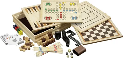 Produktbild von Philos Holzspiele Sammlung Brettspiel klassisch 10-in-1 Medium