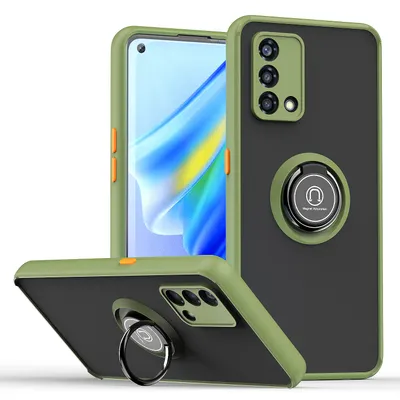 Immagine prodotto di Custodia per OPPO A74 4G opaca traslucida in TPU con supporto ad anello e supporto Verde militare