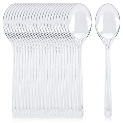 Produktbild von Excellent Houseware | Plastiklöffel 25er Set - 17,5 cm - Wiederverwendbar - Transparent - Spülmaschinenfest