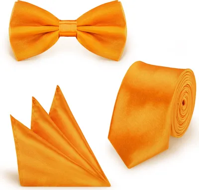 Produktbild von SET Krawatte Fliege Einstecktuch Maisgelb einfarbig uni aus Polyester