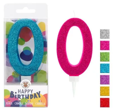 Produktbild von BIRTHDAY FUN Zahlenkerze 0 Glitter Maxi