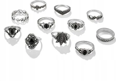 Immagine prodotto di Argento RETRO PUNK BOHO 12 SET DI ANELLI RETRO