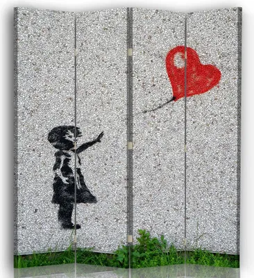 Produktbild von Paravent - Raumteiler Love Baloon - Dekorativer Raumtrenner cm. 145x170 (4 x)