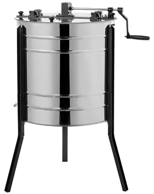 Image de Extracteur de miel manuel, pour 4 cadres, en acier inoxydable, cuve de 600 mm, couleur argent