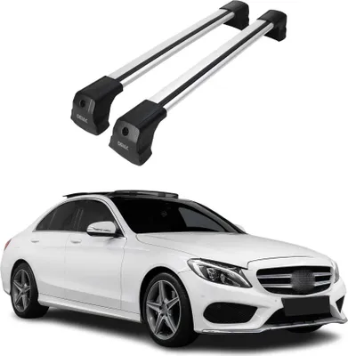 Image de Barres de toit transversales pour Mercedes W205 2014-2021 Berline Alu Gris